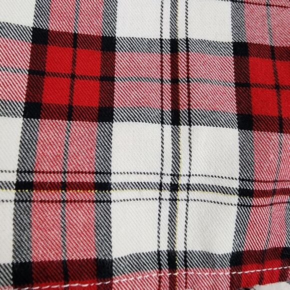 Talbots Plaid Metallic Button up Shirt Blouse Top Red White Black Cotton Size L - Picture 9 of 13